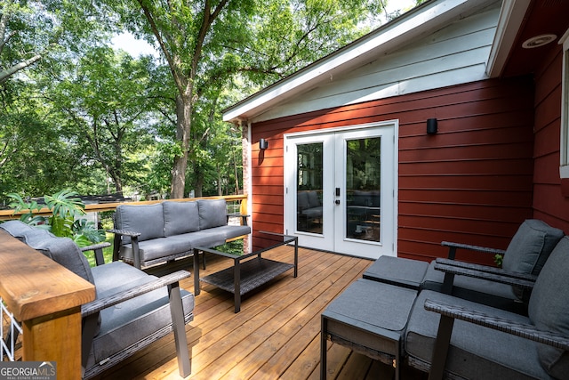 278 Fourth St, Athens, GA 30601 - wooden deck featuring french doors and an outdoor living space