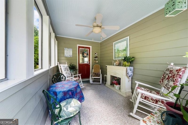 397 Cypher Dr, Suwanee, GA 30024 - sunroom with a ceiling fan