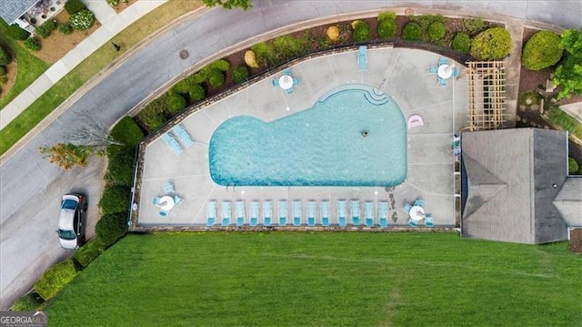 397 Cypher Dr, Suwanee, GA 30024 - drone / aerial view of a pool