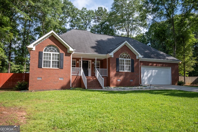 2021 Windfield Dr, Monroe, GA 30655 - ranch-style home featuring crawl space, brick siding, an attached garage, and covered porch