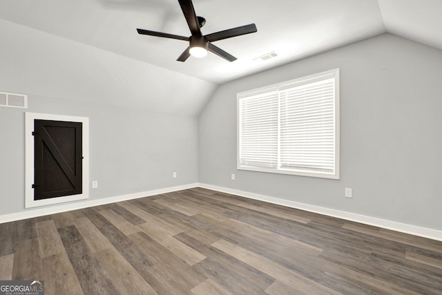 92 Autumn Path, Rockmart, GA 30153 - bonus room featuring lofted ceiling, ceiling fan, and dark wood-style flooring