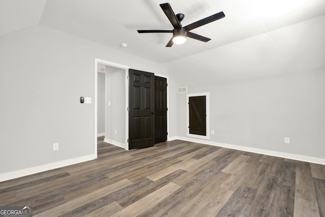 92 Autumn Path, Rockmart, GA 30153 - additional living space featuring lofted ceiling, ceiling fan, and dark wood-style flooring