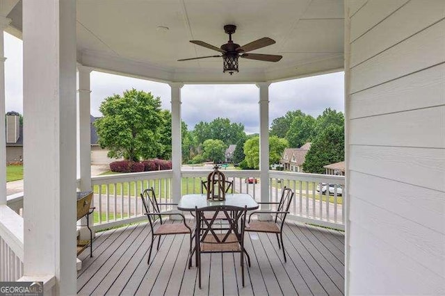125 Shamus Way, Jefferson, GA 30549 - deck featuring ceiling fan and outdoor dining area