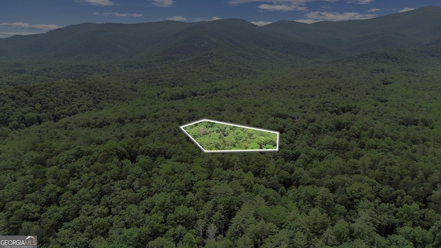 242 Eagles Nest Rd, Sautee Nacoochee, GA 30571 - aerial overview of property's location with property boundaries highlighted and a mountainous background