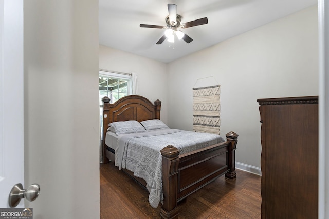 521 Peeples Valley Rd NW, Cartersville, GA 30121 - bedroom with dark wood-style floors and ceiling fan