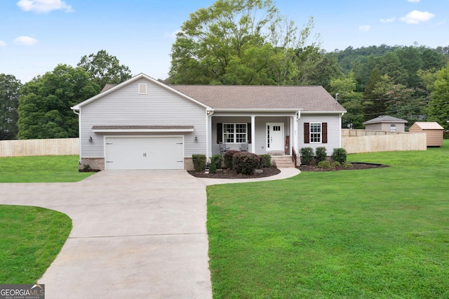521 Peeples Valley Rd NW, Cartersville, GA 30121 - ranch-style house featuring driveway, covered porch, an attached garage, and roof with shingles