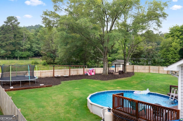 521 Peeples Valley Rd NW, Cartersville, GA 30121 - view of pool featuring a trampoline and a fenced backyard