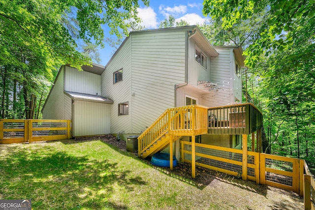 4290 Inverness Ct NE, Roswell, GA 30075 - rear view of house featuring stairway and a wooden deck