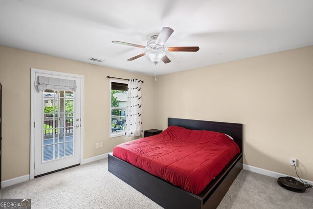 745 Newfield Ln, Alpharetta, GA 30004 - bedroom featuring access to exterior, carpet floors, and ceiling fan