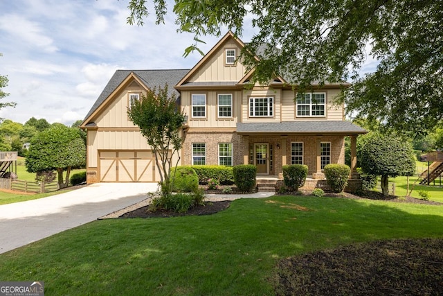 8965 Creekstone Pl, Gainesville, GA 30506 - craftsman house featuring concrete driveway, brick siding, and a front yard