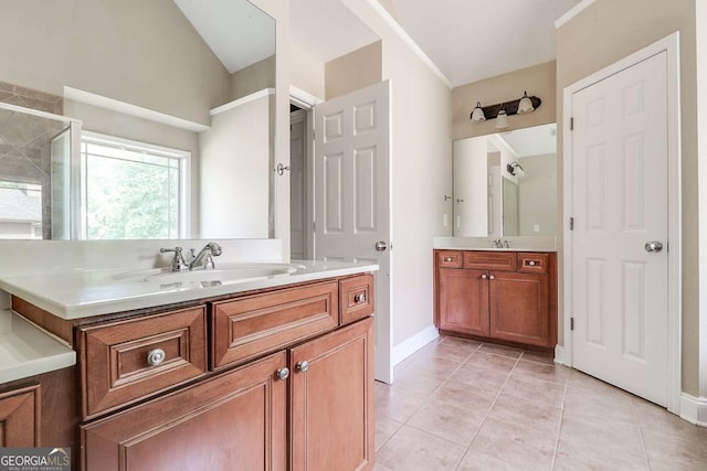 95 Jeffco Dr, Jefferson, GA 30549 - full bath featuring two vanities, tile patterned floors, and tiled shower