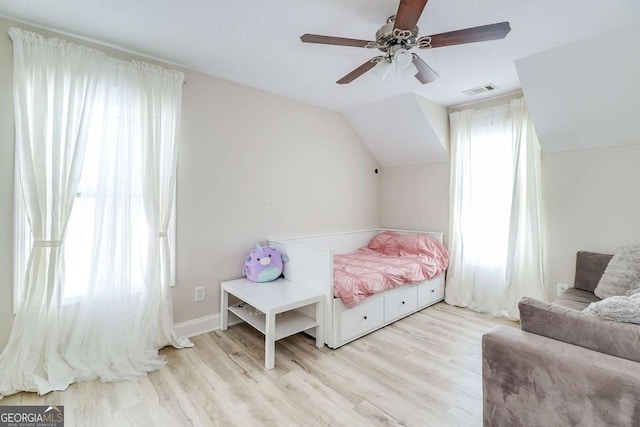 95 Jeffco Dr, Jefferson, GA 30549 - bedroom with wood finished floors, lofted ceiling, and ceiling fan