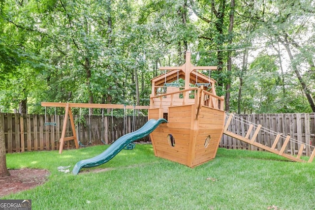 95 Jeffco Dr, Jefferson, GA 30549 - view of jungle gym with a fenced backyard