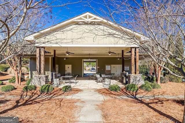 95 Jeffco Dr, Jefferson, GA 30549 - back of property featuring a ceiling fan and a patio