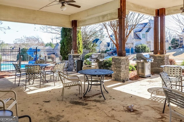95 Jeffco Dr, Jefferson, GA 30549 - view of patio featuring ceiling fan and a grill