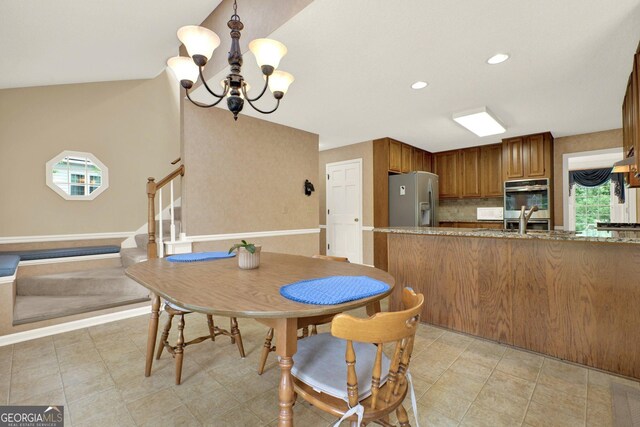 4313 Deep Springs Ct NW, Kennesaw, GA 30144 - dining area featuring a chandelier, stairs, and recessed lighting