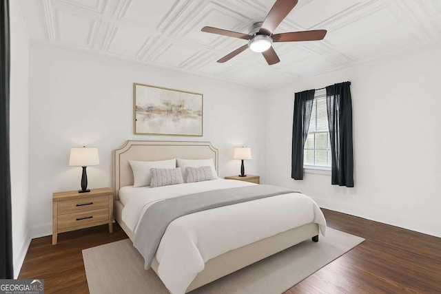 1192 Arlington Ave SW, Atlanta, GA 30310 - bedroom with wood finished floors, a ceiling fan, and an ornate ceiling