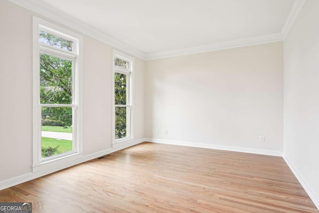 4508 Meadow Vista Trce, Lithonia, GA 30038 - unfurnished room with ornamental molding, healthy amount of natural light, light wood-type flooring, and baseboards