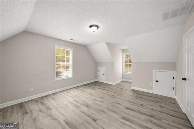 1071 N Price Rd, Sugar Hill, GA 30518 - additional living space with lofted ceiling, a textured ceiling, and wood finished floors