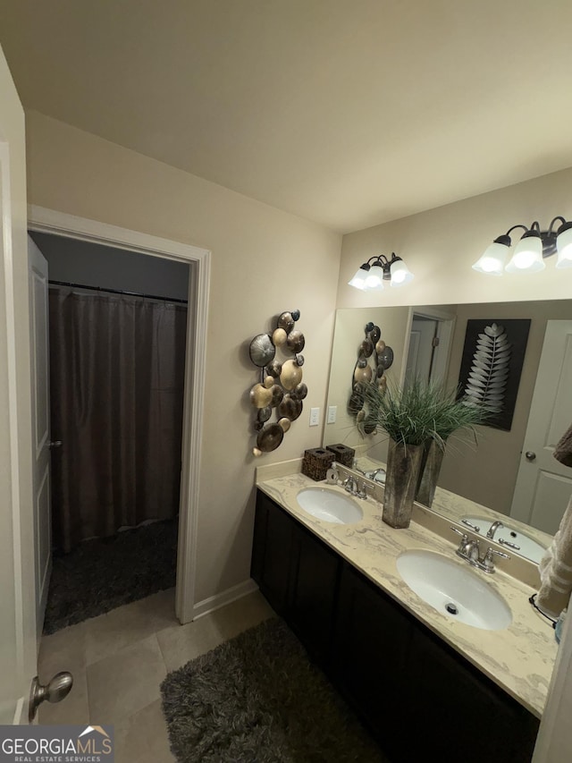 124 Gorham Gates Ct, Hiram, GA 30141 - full bath featuring double vanity and tile patterned flooring
