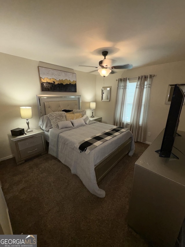 124 Gorham Gates Ct, Hiram, GA 30141 - bedroom featuring dark carpet and ceiling fan