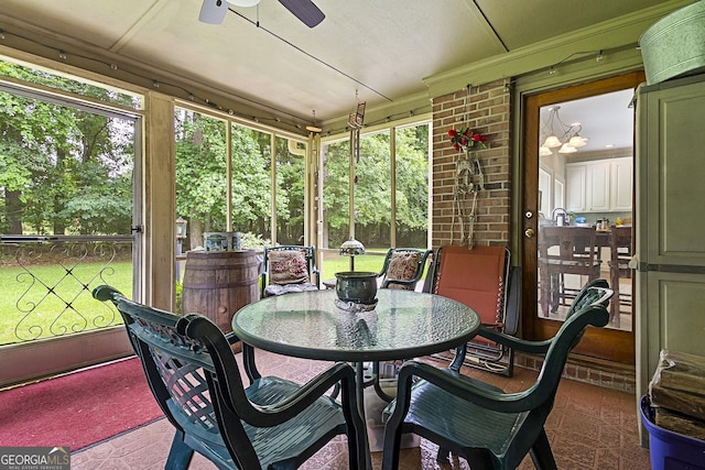 309 Cimarron Ct, Macon, GA 31220 - sunroom / solarium featuring a ceiling fan and outdoor dining space