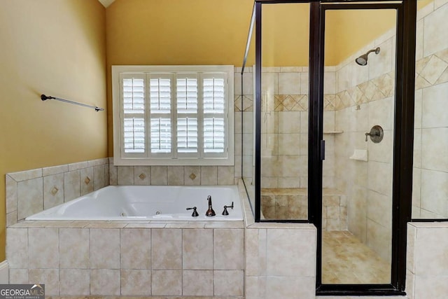 116 Archstone Sq, Mcdonough, GA 30253 - bathroom with a jetted tub and a stall shower