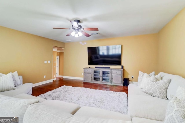 116 Archstone Sq, Mcdonough, GA 30253 - living area featuring wood finished floors and a ceiling fan