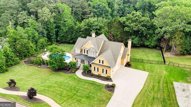 116 Archstone Sq, Mcdonough, GA 30253 - aerial view of property and surrounding area featuring a forest and a pool
