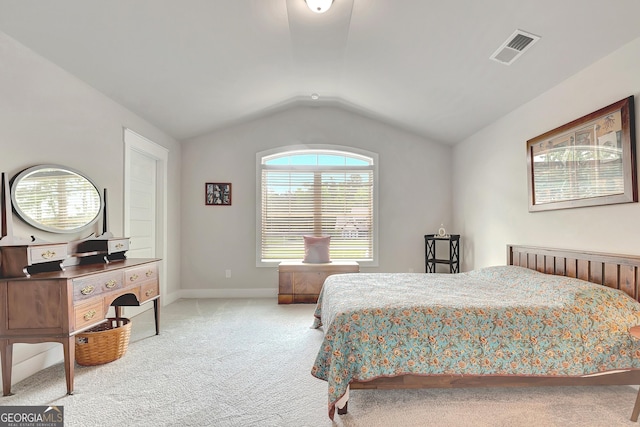 29 Peppertree Dr, Newnan, GA 30265 - bedroom featuring carpet and vaulted ceiling
