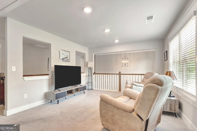 29 Peppertree Dr, Newnan, GA 30265 - living area with carpet, plenty of natural light, and recessed lighting