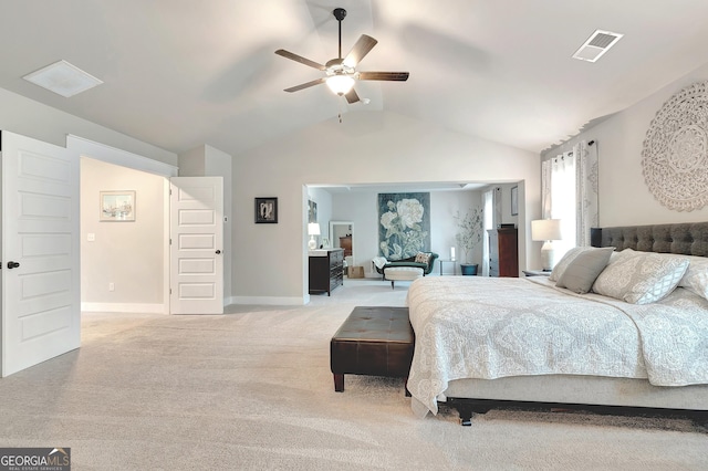 29 Peppertree Dr, Newnan, GA 30265 - carpeted bedroom with lofted ceiling and a ceiling fan