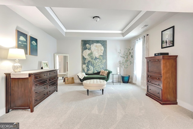 29 Peppertree Dr, Newnan, GA 30265 - living area featuring light carpet and a tray ceiling