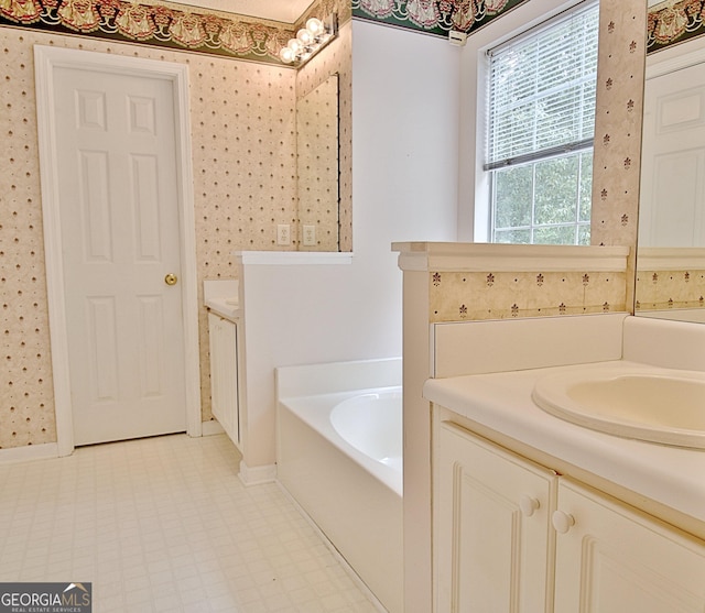 4135 Coursey Lake Rd, Douglasville, GA 30135 - full bath with a garden tub, tile patterned floors, and vanity