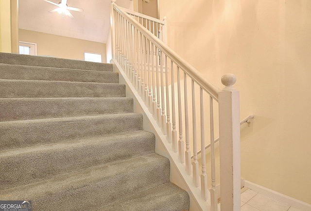 4135 Coursey Lake Rd, Douglasville, GA 30135 - stairway featuring tile patterned floors and baseboards