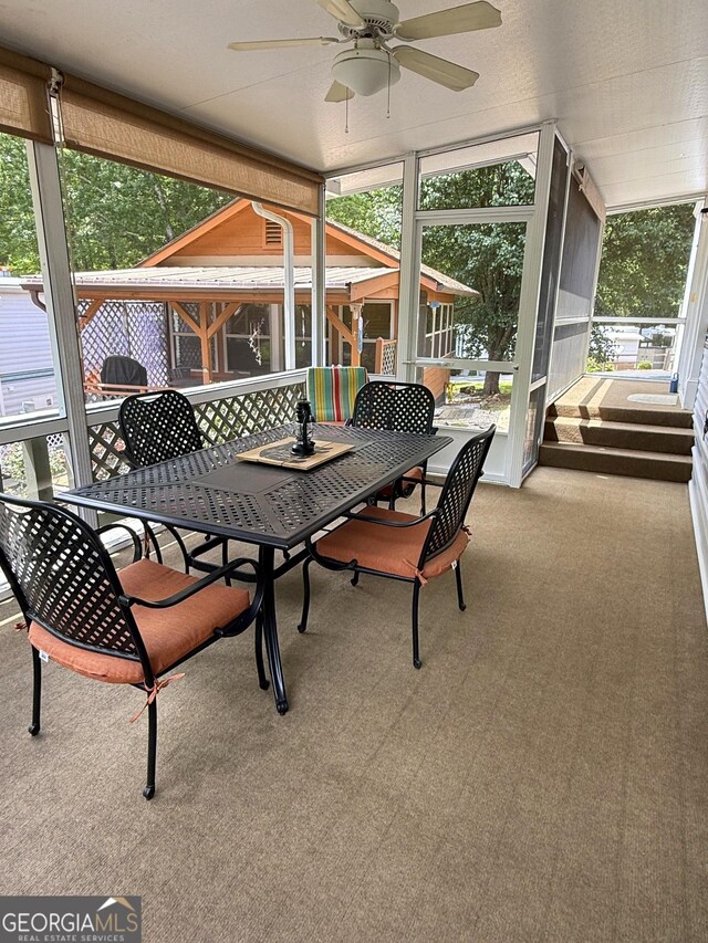 170 Tip Top Cir, Cleveland, GA 30528 - sunroom featuring outdoor dining space and a ceiling fan