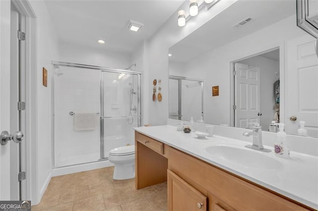 1402 Silver Smt, Conyers, GA 30094 - full bathroom featuring vanity, a stall shower, tile patterned flooring, and recessed lighting