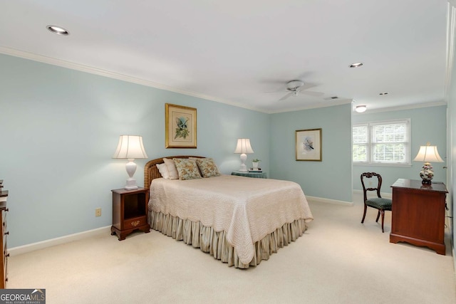 1508 Brianwood Rd Unit 1508, Decatur, GA 30033 - bedroom with ornamental molding, carpet, ceiling fan, and recessed lighting