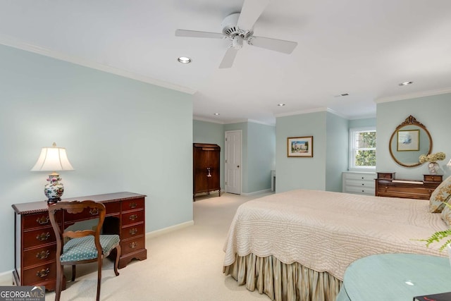 1508 Brianwood Rd Unit 1508, Decatur, GA 30033 - carpeted bedroom with recessed lighting, ornamental molding, and ceiling fan