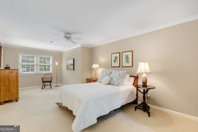 1508 Brianwood Rd Unit 1508, Decatur, GA 30033 - bedroom with light colored carpet, crown molding, and ceiling fan