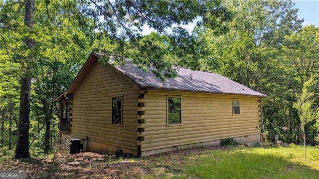 2515 Camp Branch Rd, Ellijay, GA 30540 - view of property exterior featuring crawl space, log exterior, and roof with shingles