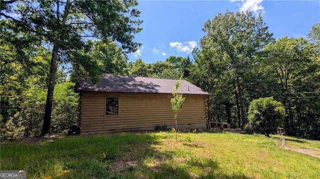 2515 Camp Branch Rd, Ellijay, GA 30540 - view of side of property with log siding, crawl space, and a yard