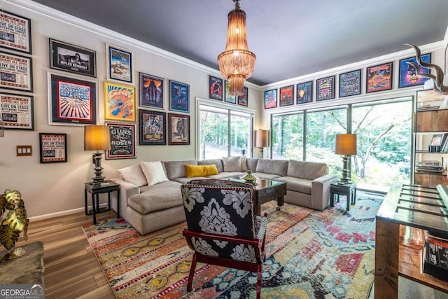 4850 Lake Fjord Pass, Marietta, GA 30068 - living room featuring wood finished floors and ornamental molding
