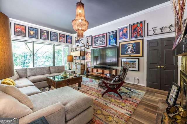 4850 Lake Fjord Pass, Marietta, GA 30068 - living area with crown molding and wood finished floors