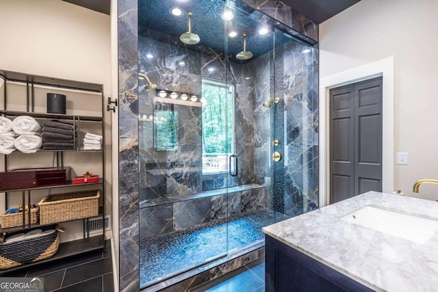 4850 Lake Fjord Pass, Marietta, GA 30068 - full bathroom featuring a marble finish shower and vanity