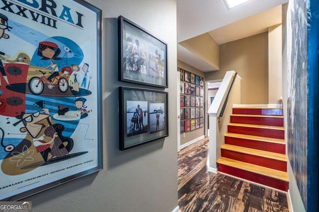 4850 Lake Fjord Pass, Marietta, GA 30068 - stairway with wood finished floors and a textured wall