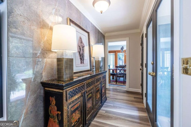 4850 Lake Fjord Pass, Marietta, GA 30068 - corridor featuring crown molding and wood finished floors