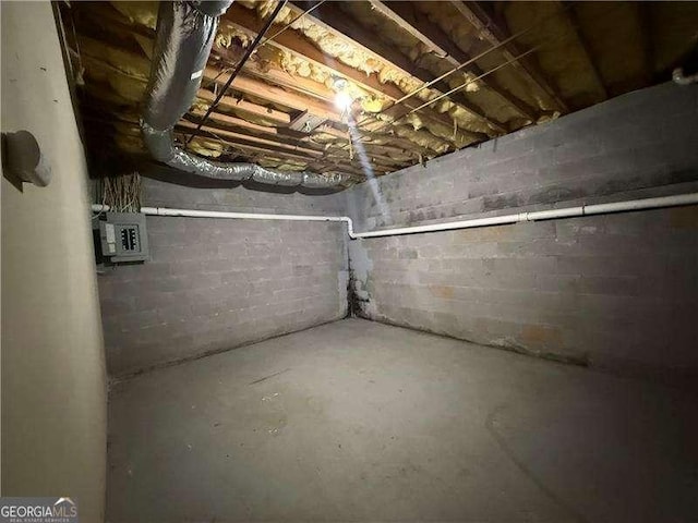 296 Hayes Trce, Hiram, GA 30141 - unfinished below grade area with electric panel and concrete block wall