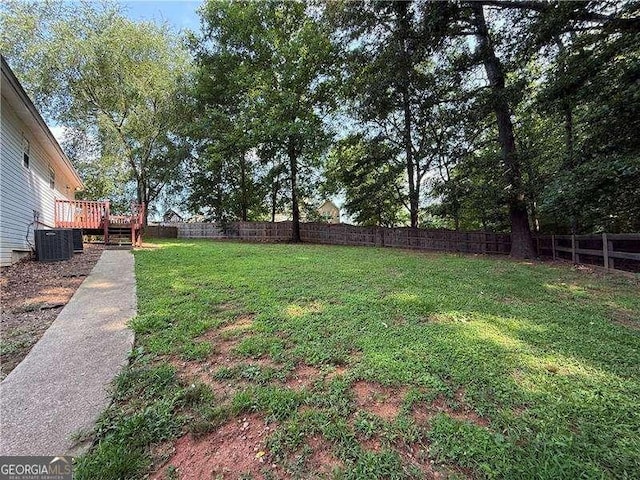 296 Hayes Trce, Hiram, GA 30141 - fenced backyard featuring a wooden deck