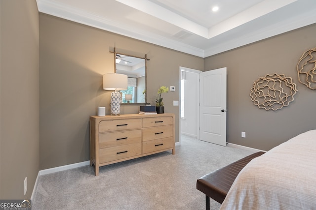 155 Roxeywood Way, Winder, GA 30680 - bedroom featuring a raised ceiling, light colored carpet, and recessed lighting